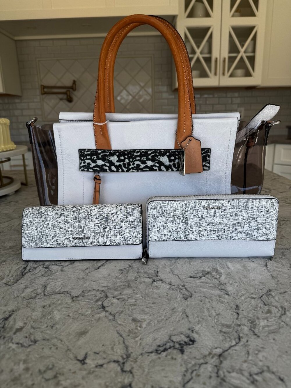 RARE Coach White Purse and Wallets Set